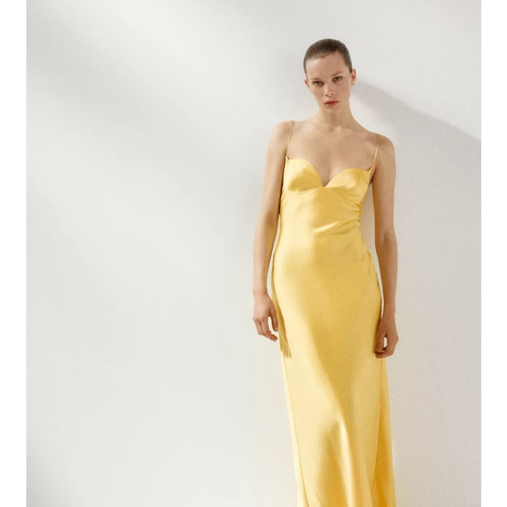 Zara Yellow Strapless Dress
